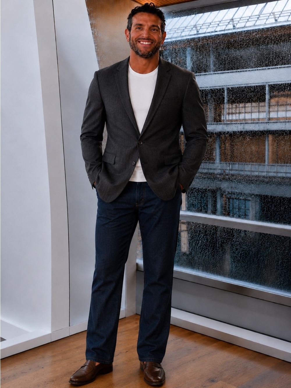 Hugo Boss Dark Charcoal Gray 1-Button Sport Coat